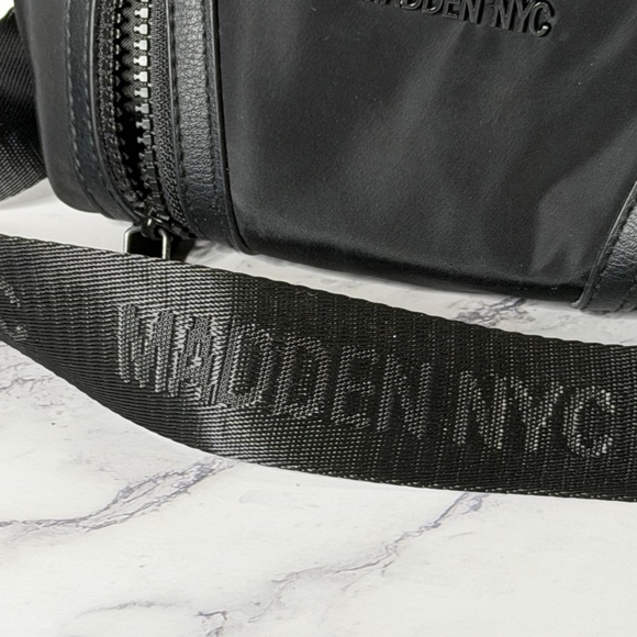 Madden NYC Black Crossbody Belt Bag • Multiple Zip Pockets • Adjustable Strap - Picture 3 of 3